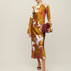 Reformation Davina Floral Print Silk Midi Dress